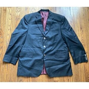 Jack Victor Blazer Mens Sz 42S Short Black 100% Wool Jacket 3 Button Super 110s